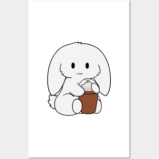 White Bunny Ice Coffee Posters and Art